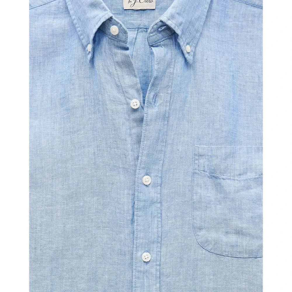 J. Crew Men's Slim Untucked Baird McNutt Irish linen shirt Amalfi Blue Large NWT